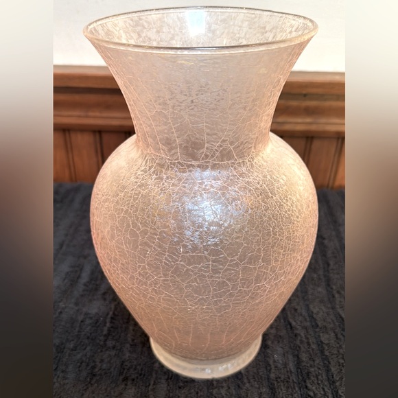 Other - Vintage pressed glass vase satin pink frosted crackle.